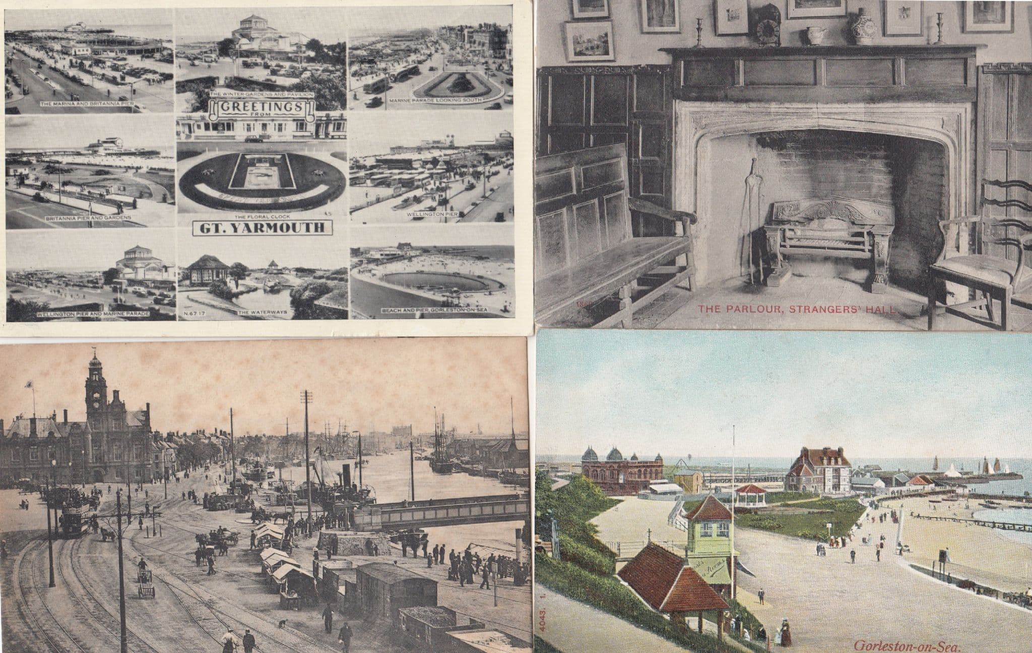 Gorleston On Sea Great Yarmouth Strangers Hall Norwich 4x Postcard
