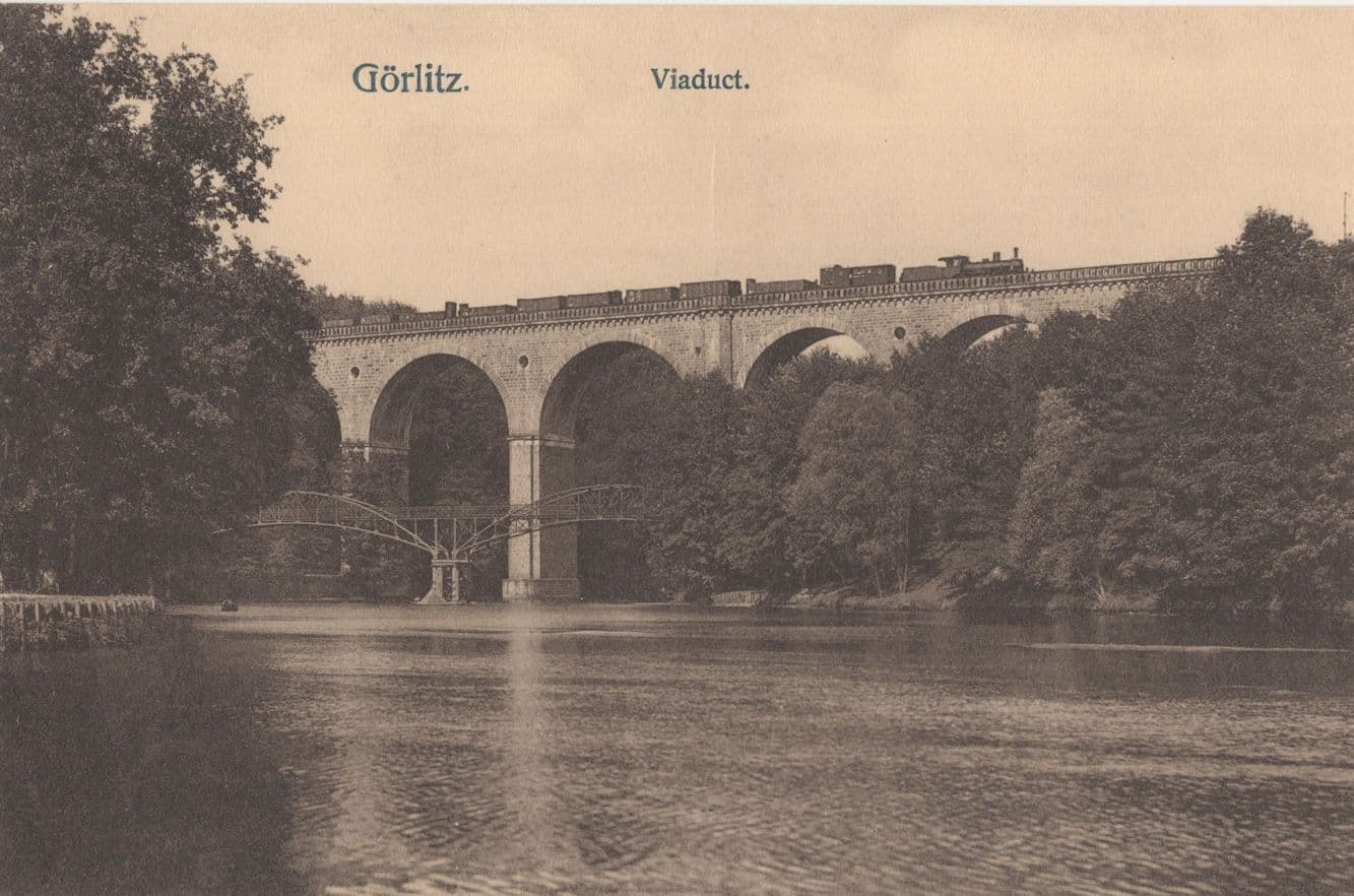 Gorlitz Viaduct Antique German Train Bridge Postcard