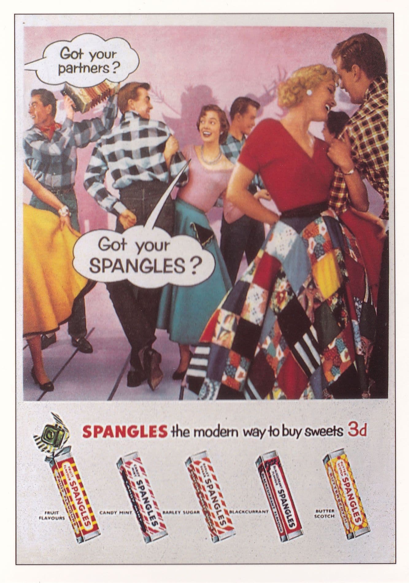 Got Your Spangles Sweets Rock & Roll Advertising Postcard