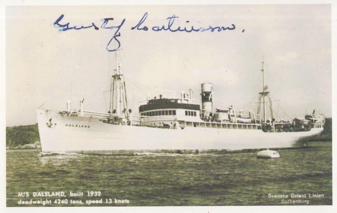 Gothenburg Swedish Orient Lines MS Dalsland Limited Ship Postcard
