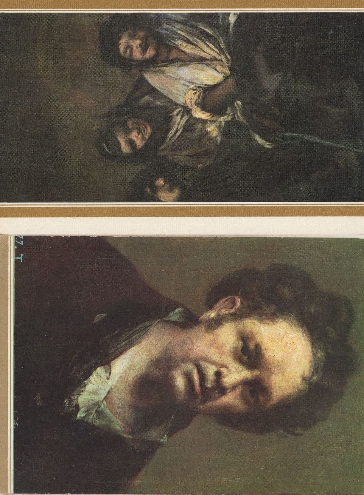 Goya Two Woman Women & A Man 2x Painting Postcard s
