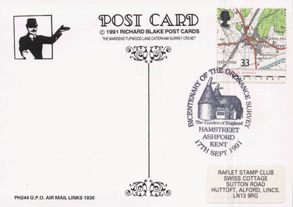 GPO Air Mail Links 1930 Map Ordnance Survey FDC Postcard