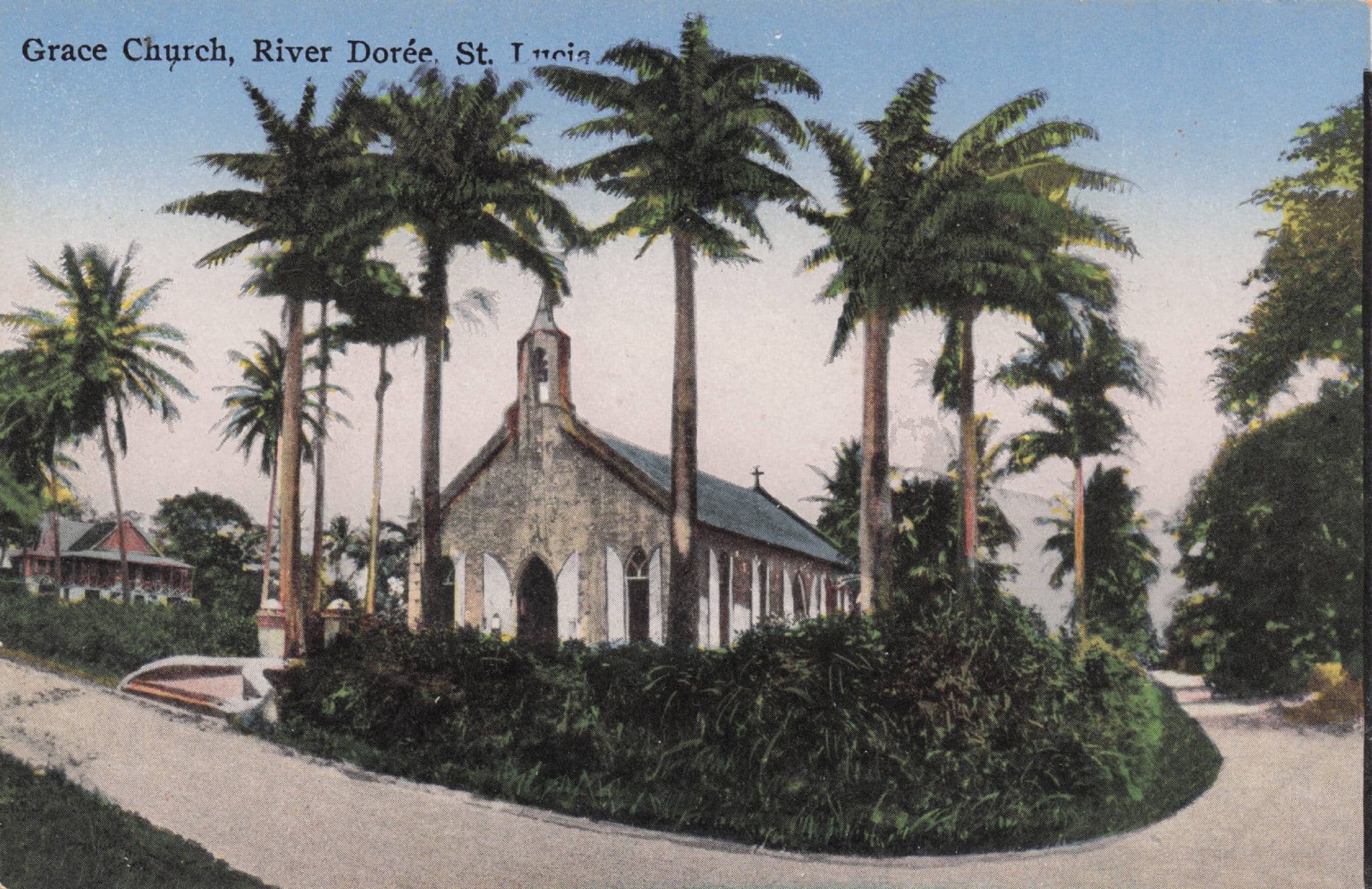 Grace Church River Doree St Lucia Antique Rare Postcard