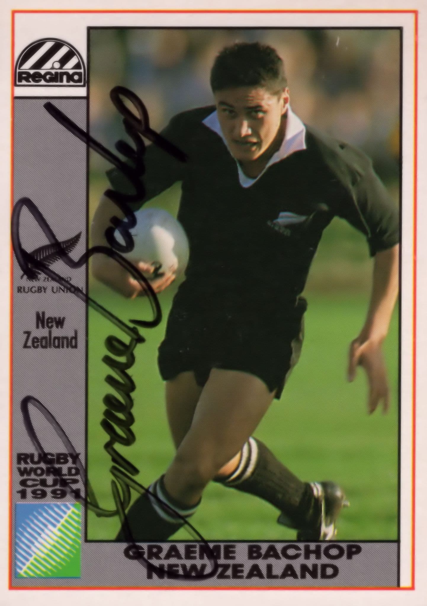 Graeme Bachop New Zealand Rugby 1991 World Cup Hand Signed Rugby Photo