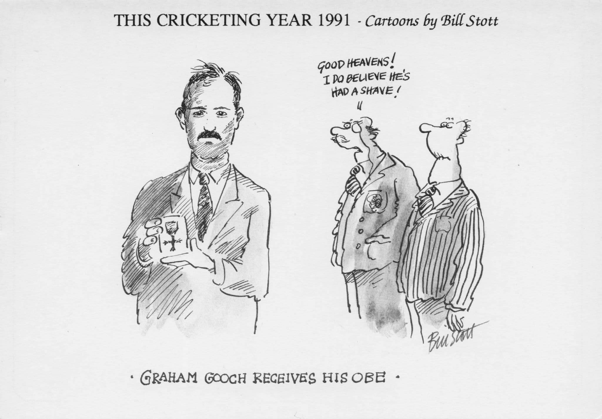 Graham Gooch Cricket At Buckingham Palace OBE Comic Postcard