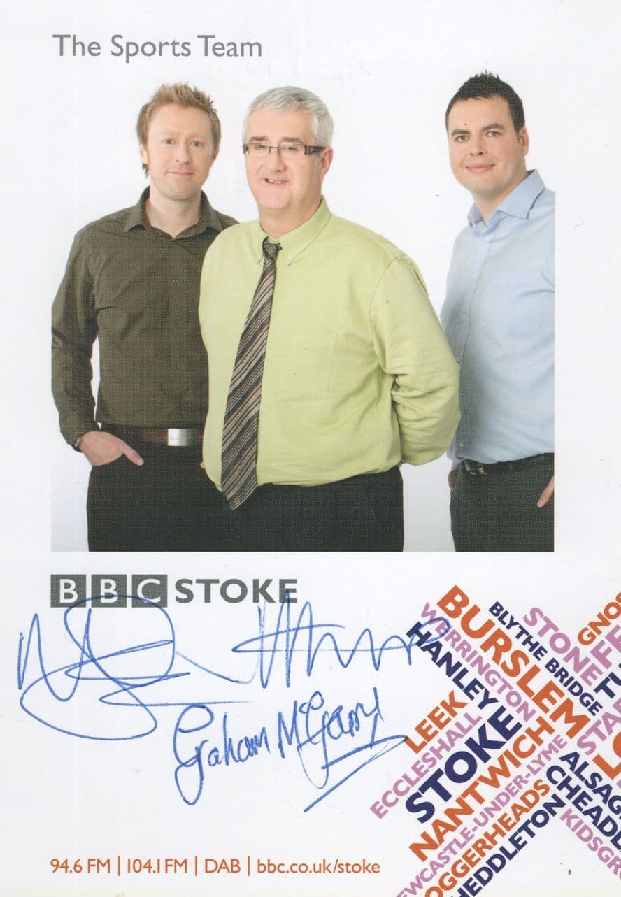 Graham McGarry Matt Sandoz John Acres BBC Sport 3x Hand Signed Photo