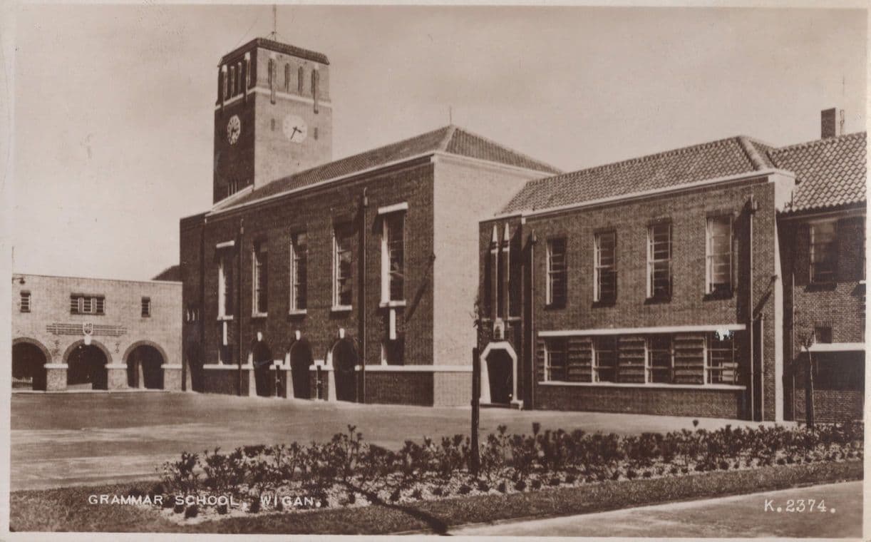Grammar School Wigan Clock Real Photo Valentines Old Postcard