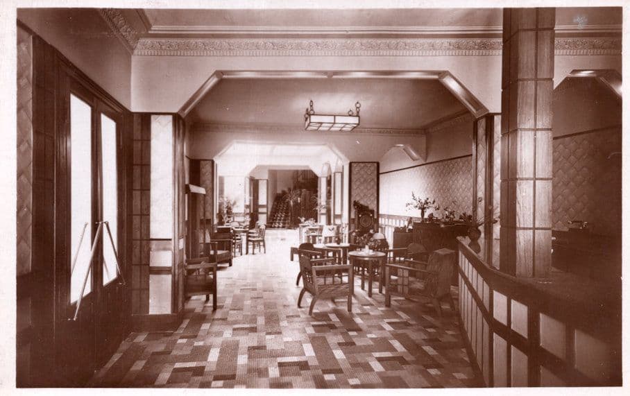 Grand Hotel Bellevue Lourdes Interior Entrance Hall French Real Photo Postcard