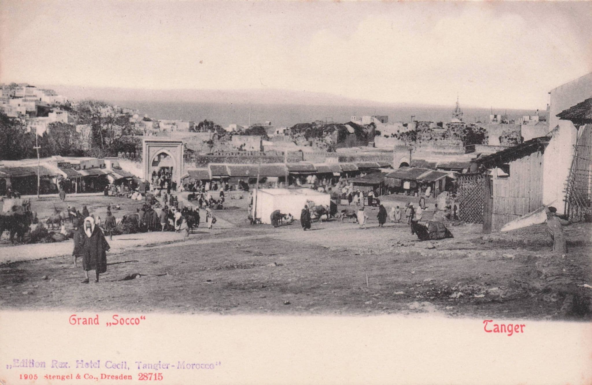 Grand Socco Tanger Morocco from Hotel Cecil Old Postcard