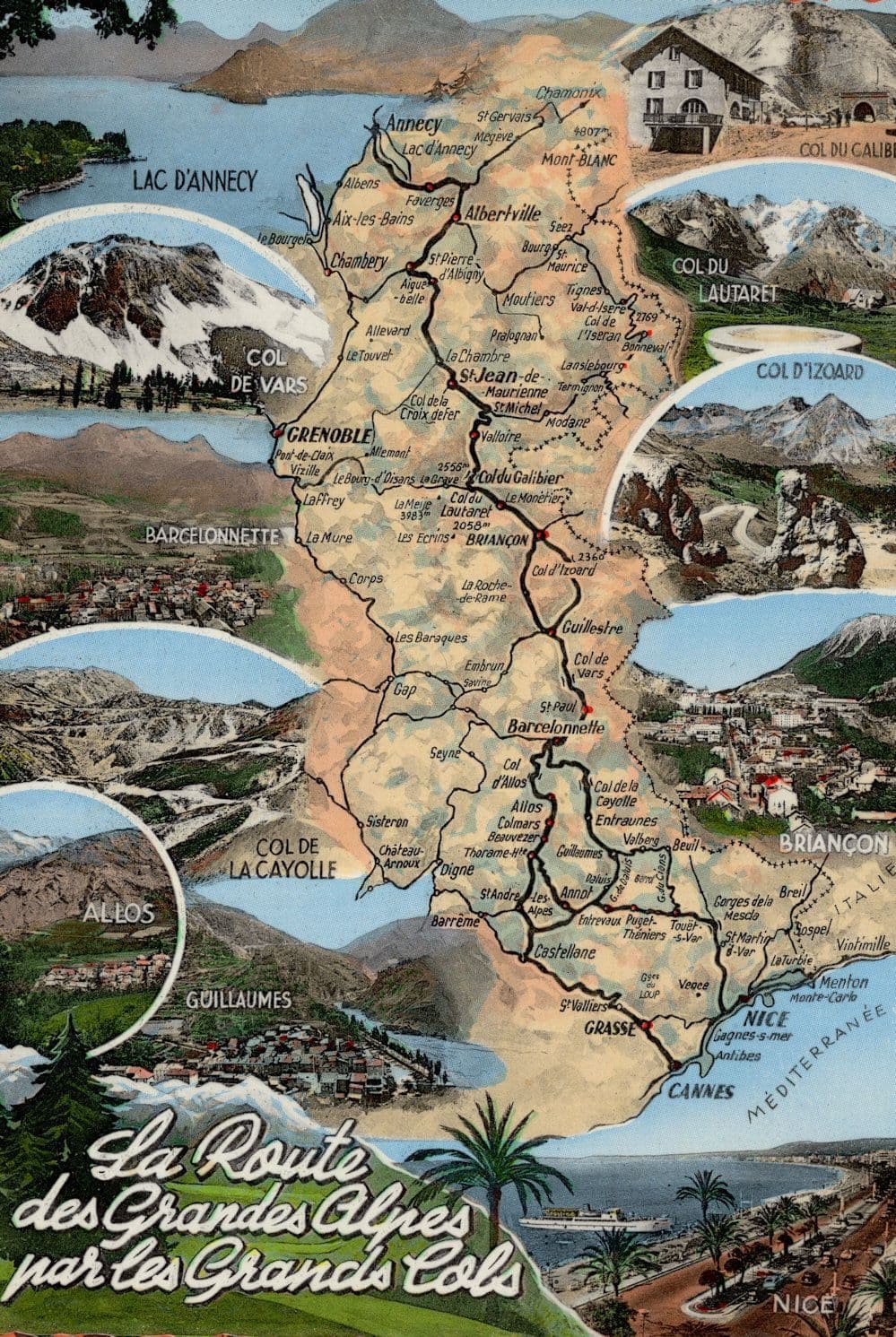 Grandes Alps Grands Cols La Raute French Map Carte Postcard