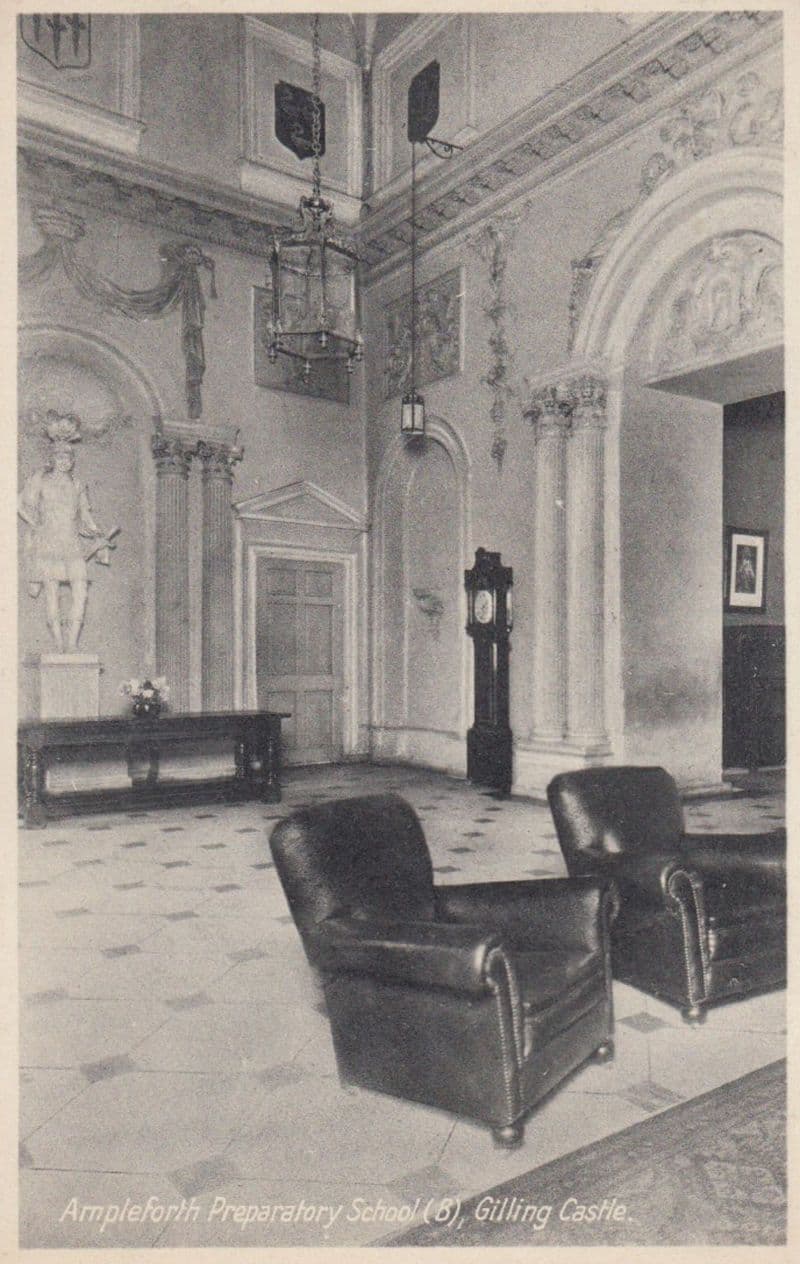 Grandfather Clock At Ampleforth Preparatory School Yorkshire Antique Postcard