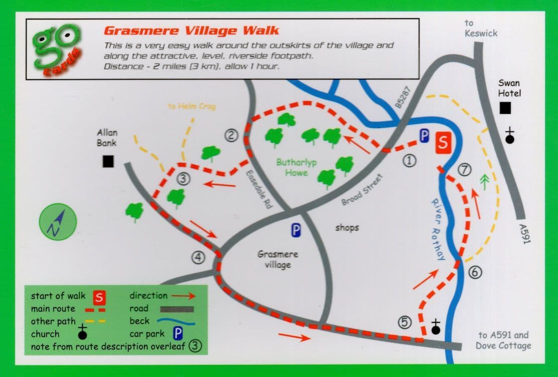Grasmere Village Cumbria Walk Rare Rambling Postcard