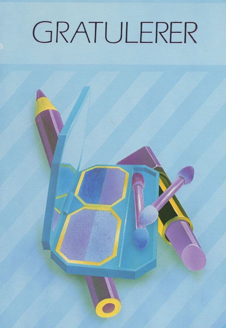 Gratulerer Norway Purple Pencils Make Up Box Lipstick Postcard