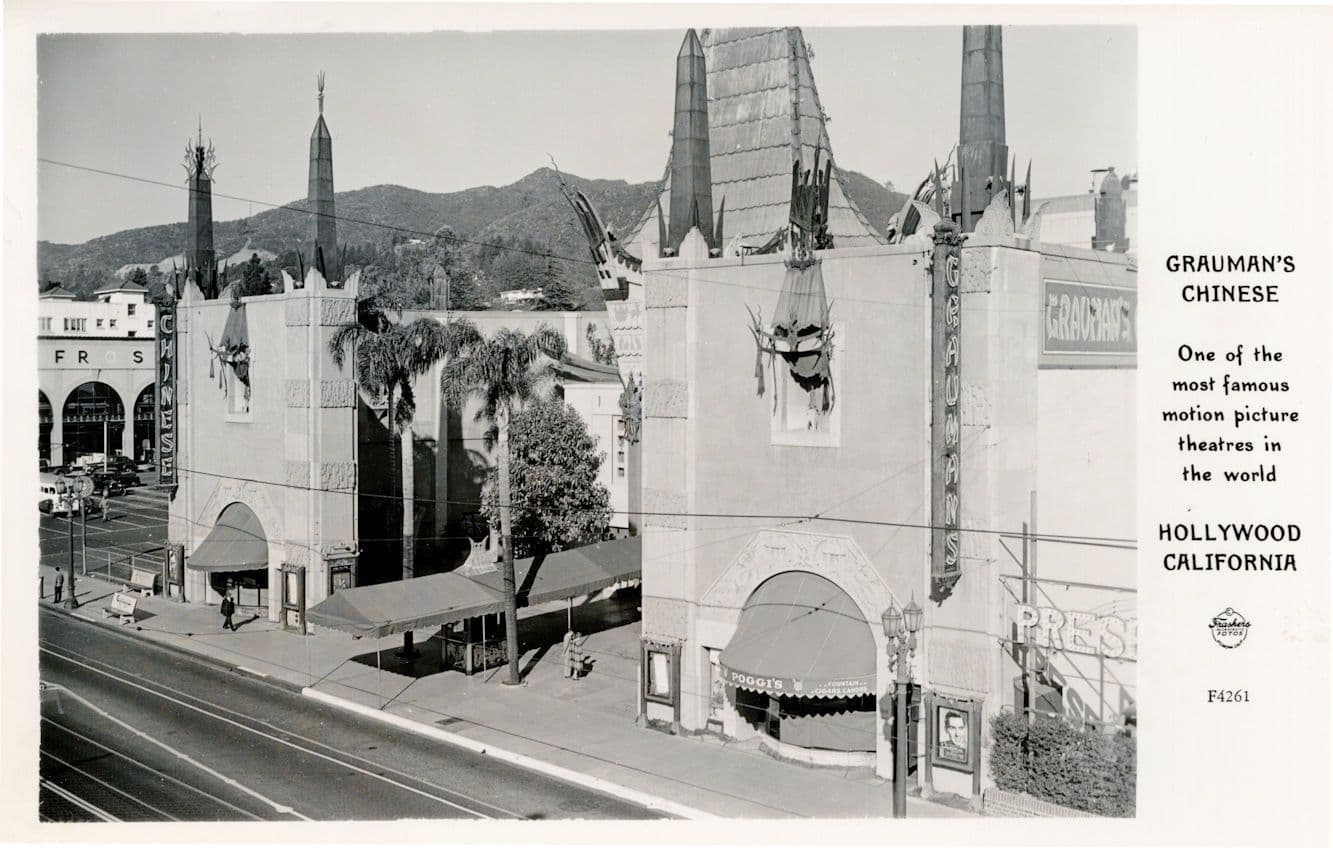 Grauman's Chinese California Theatre Restaurant USA Birds Eye RPC Postcard