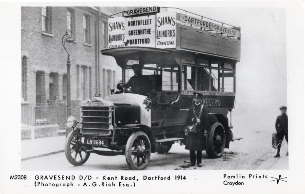 Gravesend Northfleet Dartford Kent Road Old Bus Tram Photo Postcard