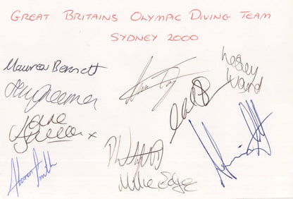 Great Britain Olympics 2000 Diving Team Swimming MULTI 10x Hand Signed Photo