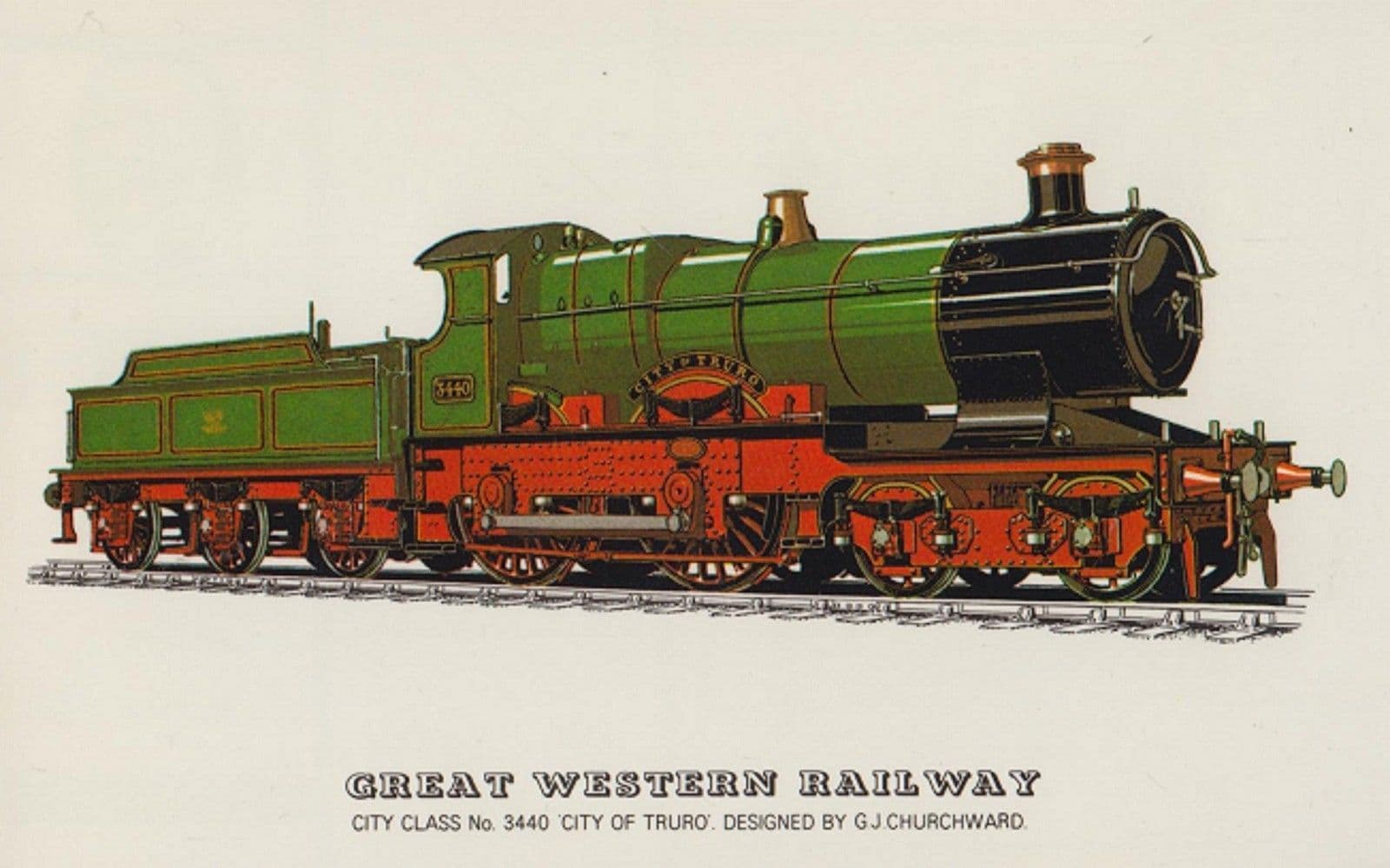 Great Western Railway City Of Truro GJ Churchward Locomotive Train Postcard