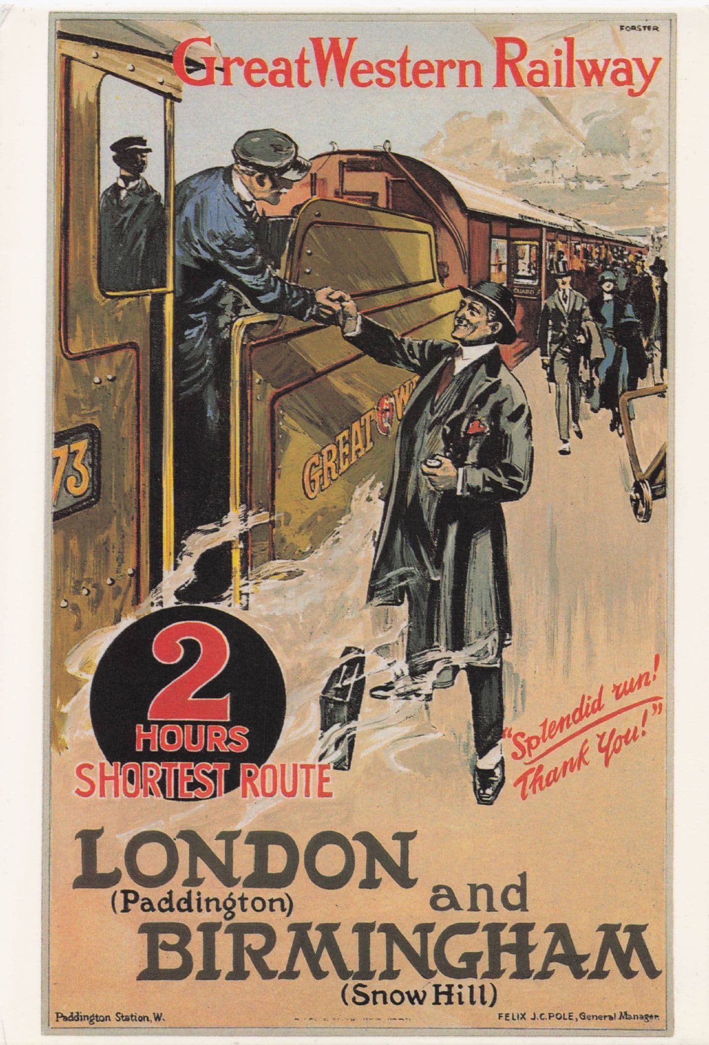 Great Western Railway Snow Hill Birmingham Train Poster Advertising Postcard