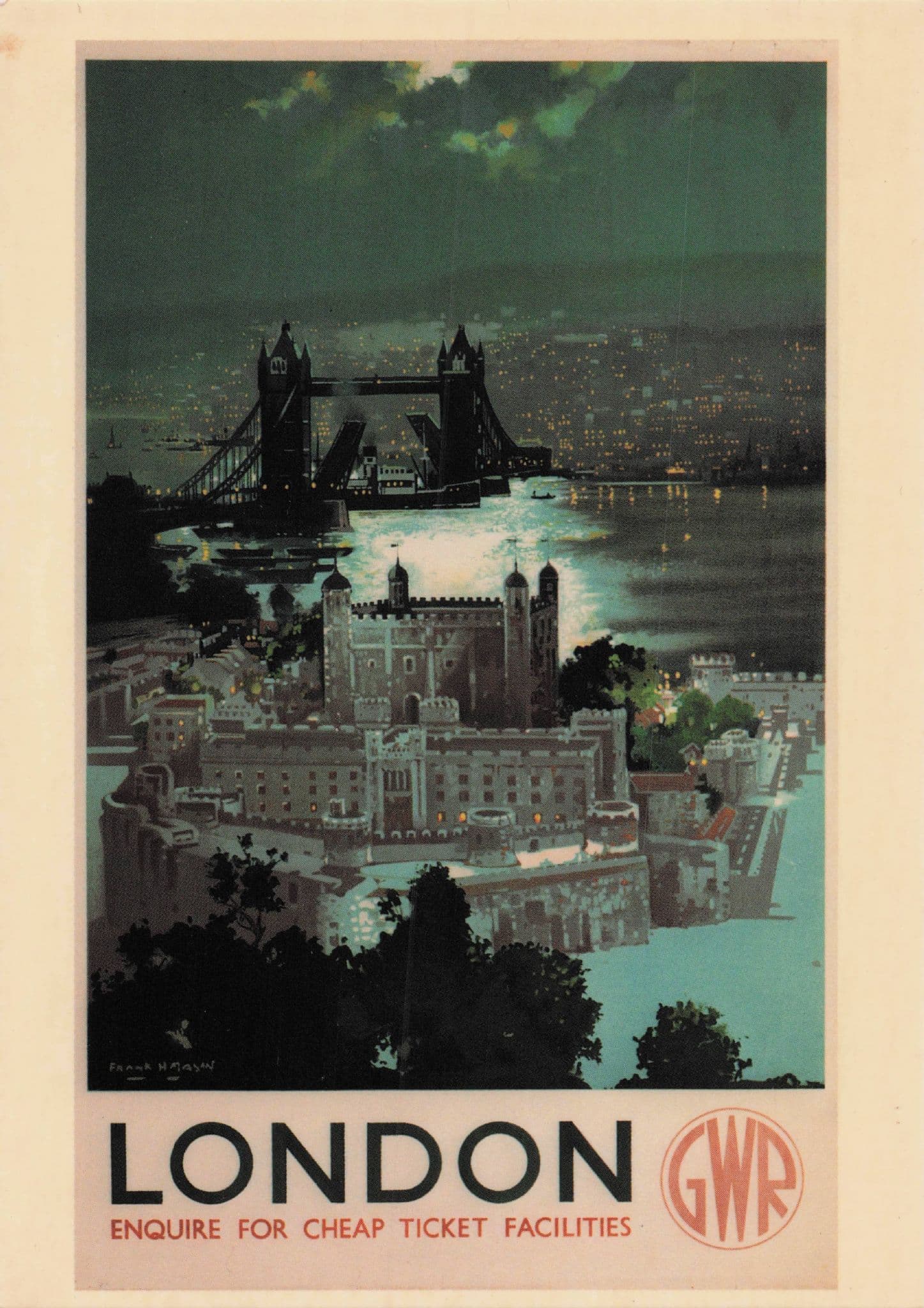 Great Western Railways GWR London Tower Bridge Poster Advertising Postcard