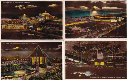 Great Yarmouth At Night 6x Vintage Real Photo Postcard s