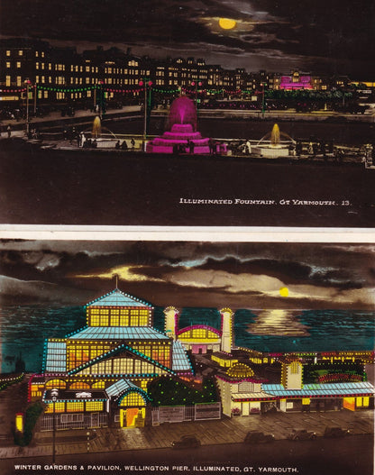 Great Yarmouth At Night 6x Vintage Real Photo Postcard s