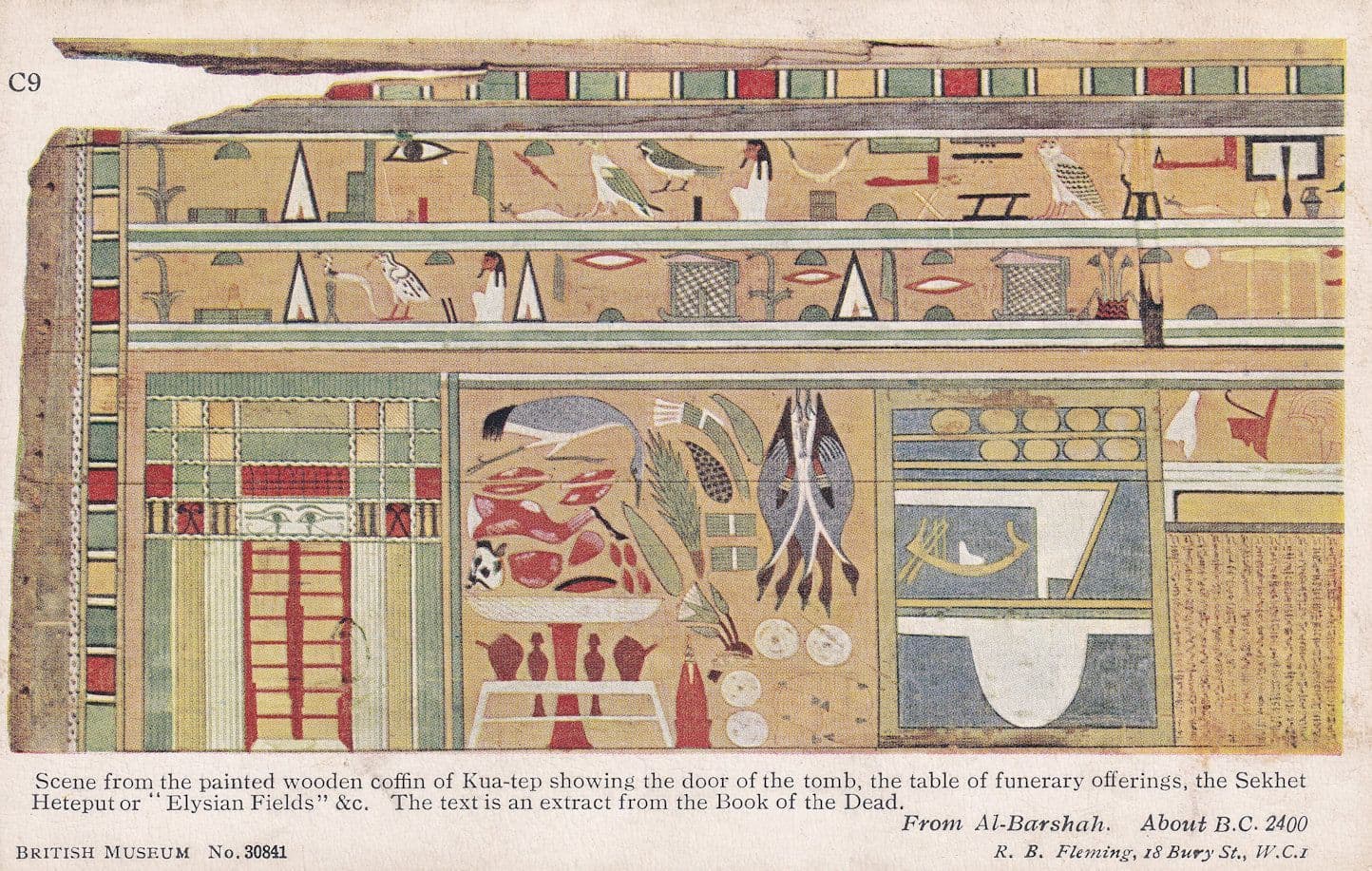 Greek God Sekhet Heteput Elysian Fields Kuatep Tomb Door Funeral Greek Mural Postcard