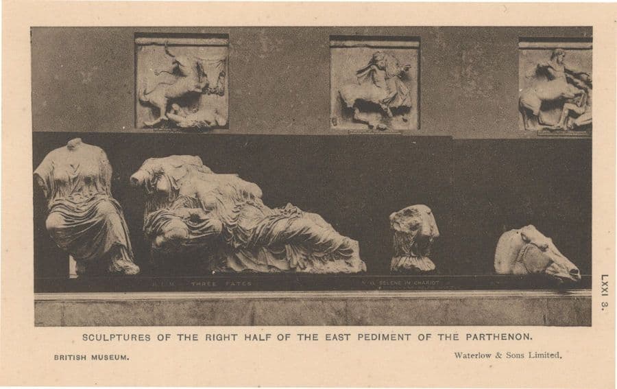 Greek Horse Statues Of The Right Half Of East Parthenon Old Postcard