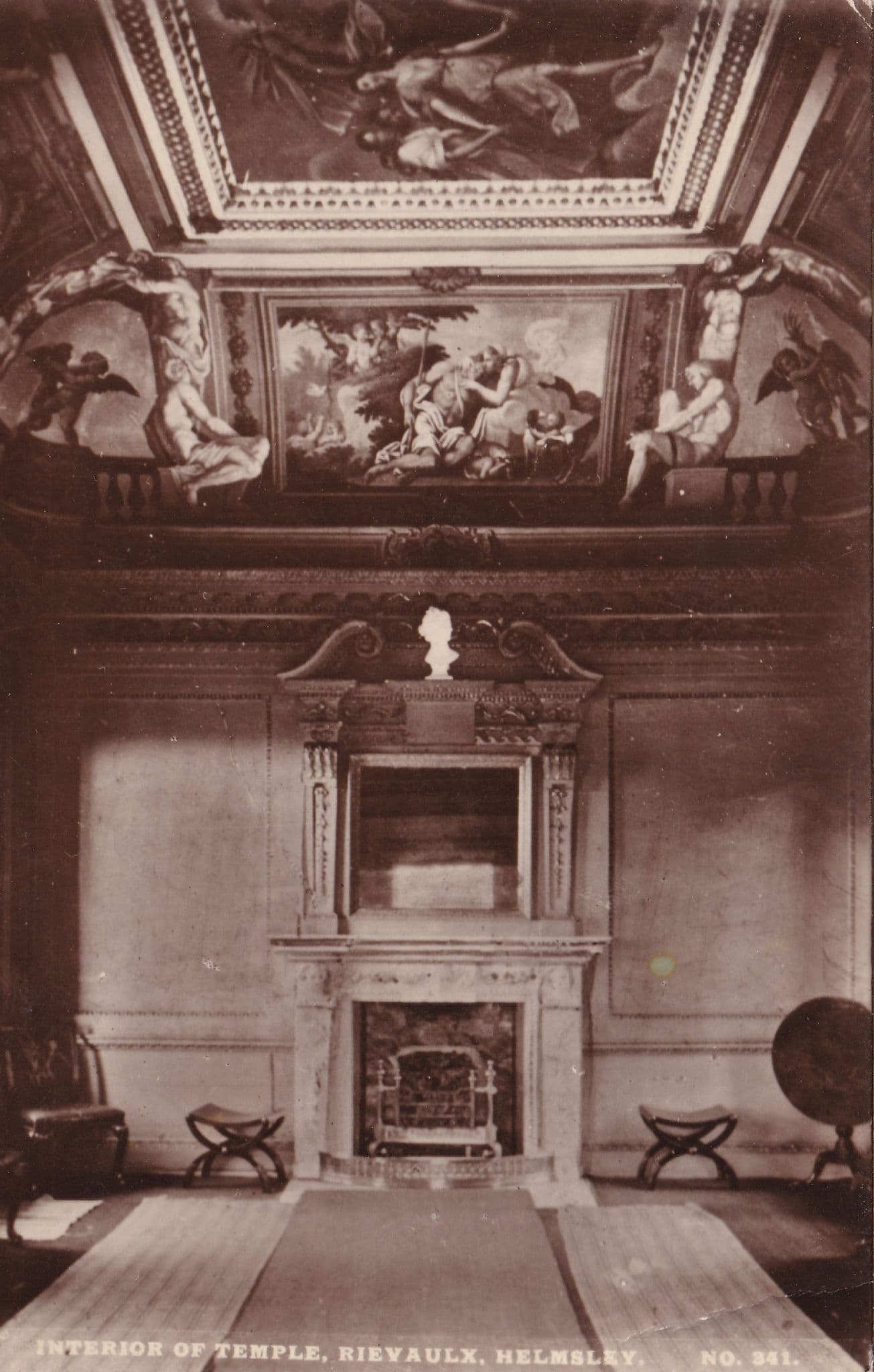 Greek Temple Interior Rievaulx Helmsley Yorkshire Real Photo Postcard