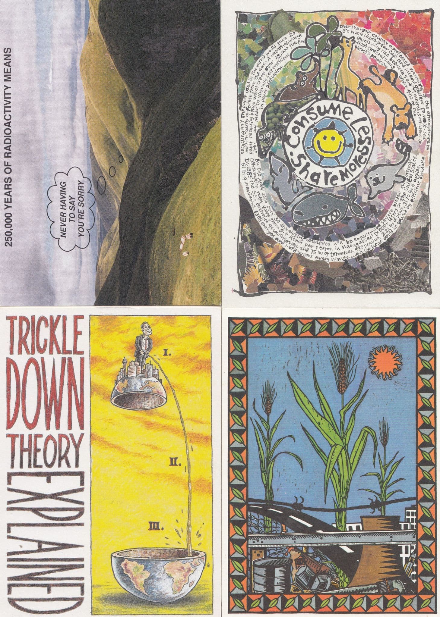 Green Earth Peace Conservation Radioactivity 4x Campaign Postcard s