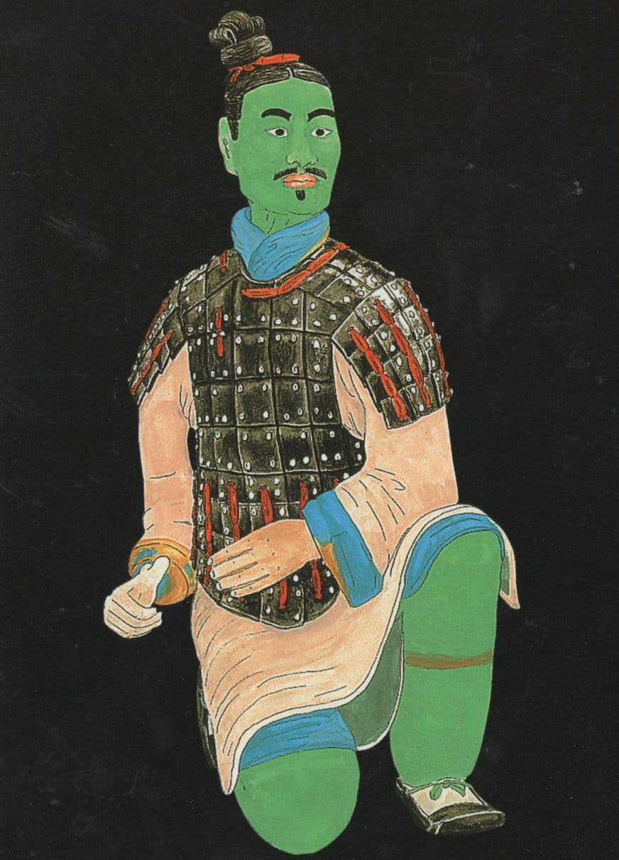 Green Face Kneeling Archer Chinese Terracotta Statue Museum Postcard