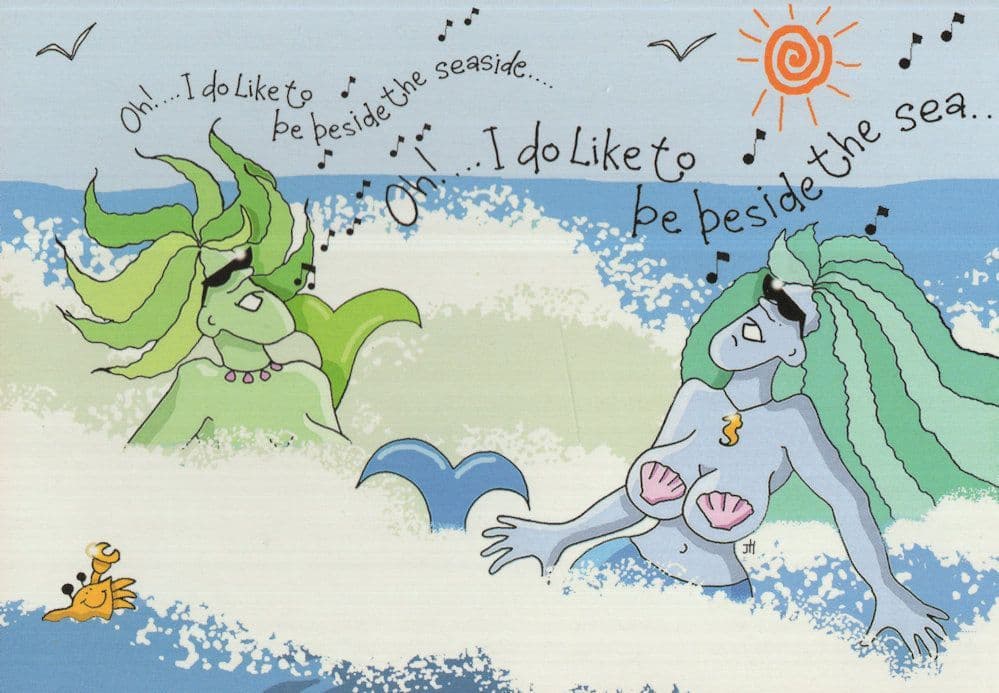 Green Hair Dye Hippy Hippies at Eastbourne Sussex Comic Postcard