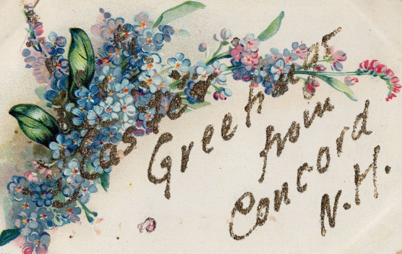 Greetings From Concord New Hampshire USA Real Glitter Old Postcard