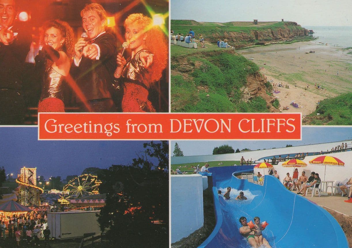 Greetings From Devon Cliffs Unidentified Pop Group Postcard