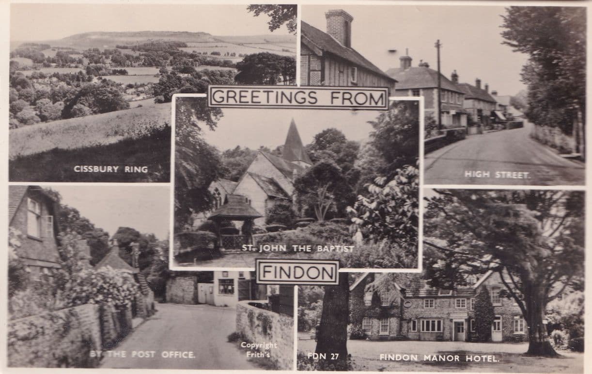 Greetings From Findon Sussex Real Photo Postcard