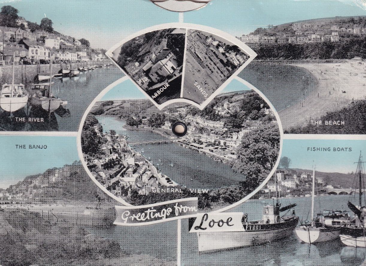 Greetings From Looe Cornwall Mechanical Clock Old Postcard