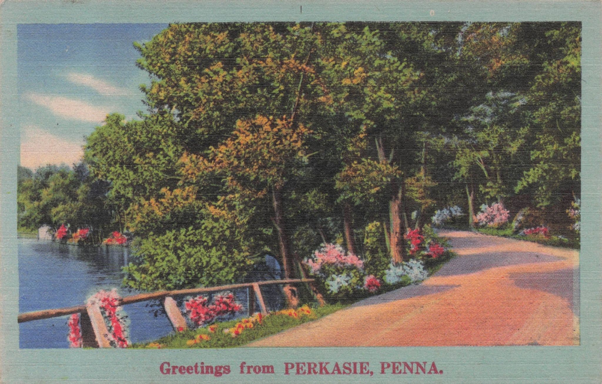 Greetings From Perkasie Pennsylvania Old Linen USA Rare Postcard