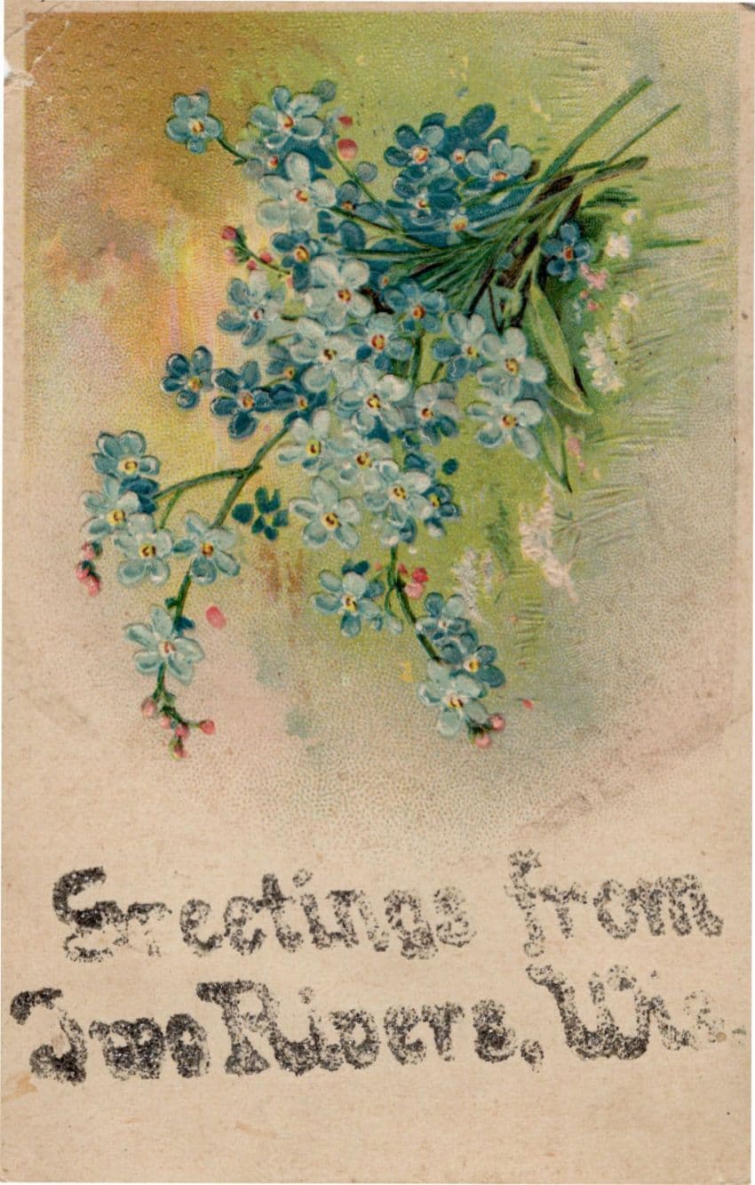 Greetings From Two Rivers Wisconsin USA Real Glitter Old Postcard