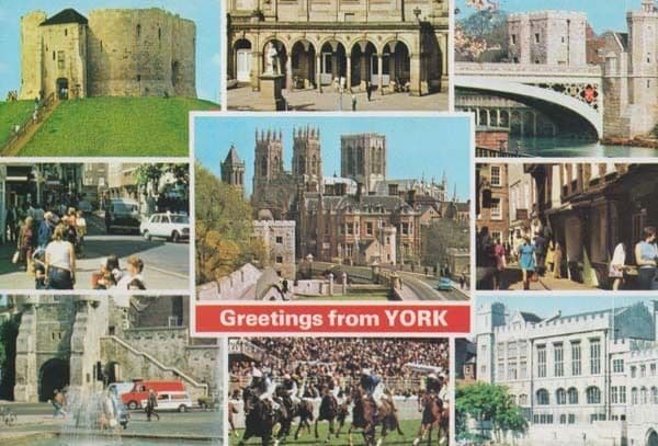 Greetings From York Race Horse Racing Course + 8 Views Yorkshire Postcard
