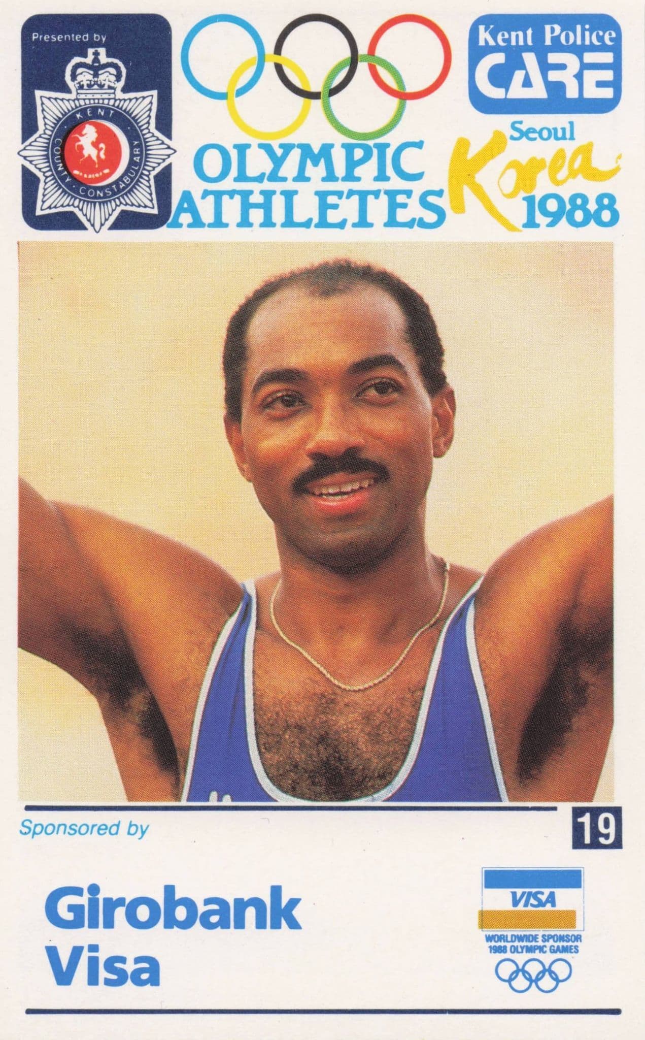 Greg Foster USA Athlete Hurdles Olympics 1988 Rare Police Trade Photo Card