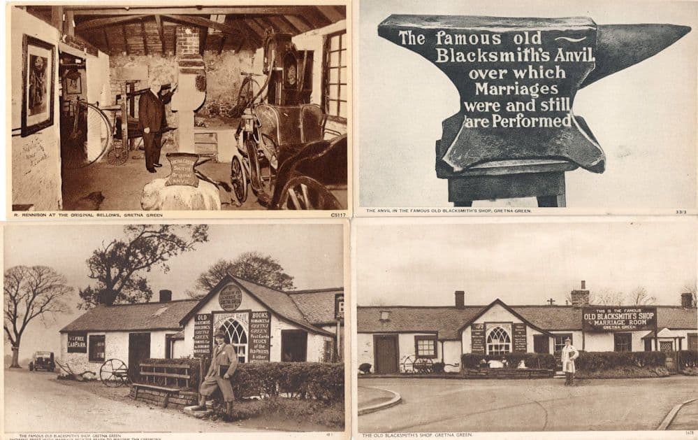 Gretna Green Coach Blacksmiths Anvil Shop 4x Collectible Old Postcard s