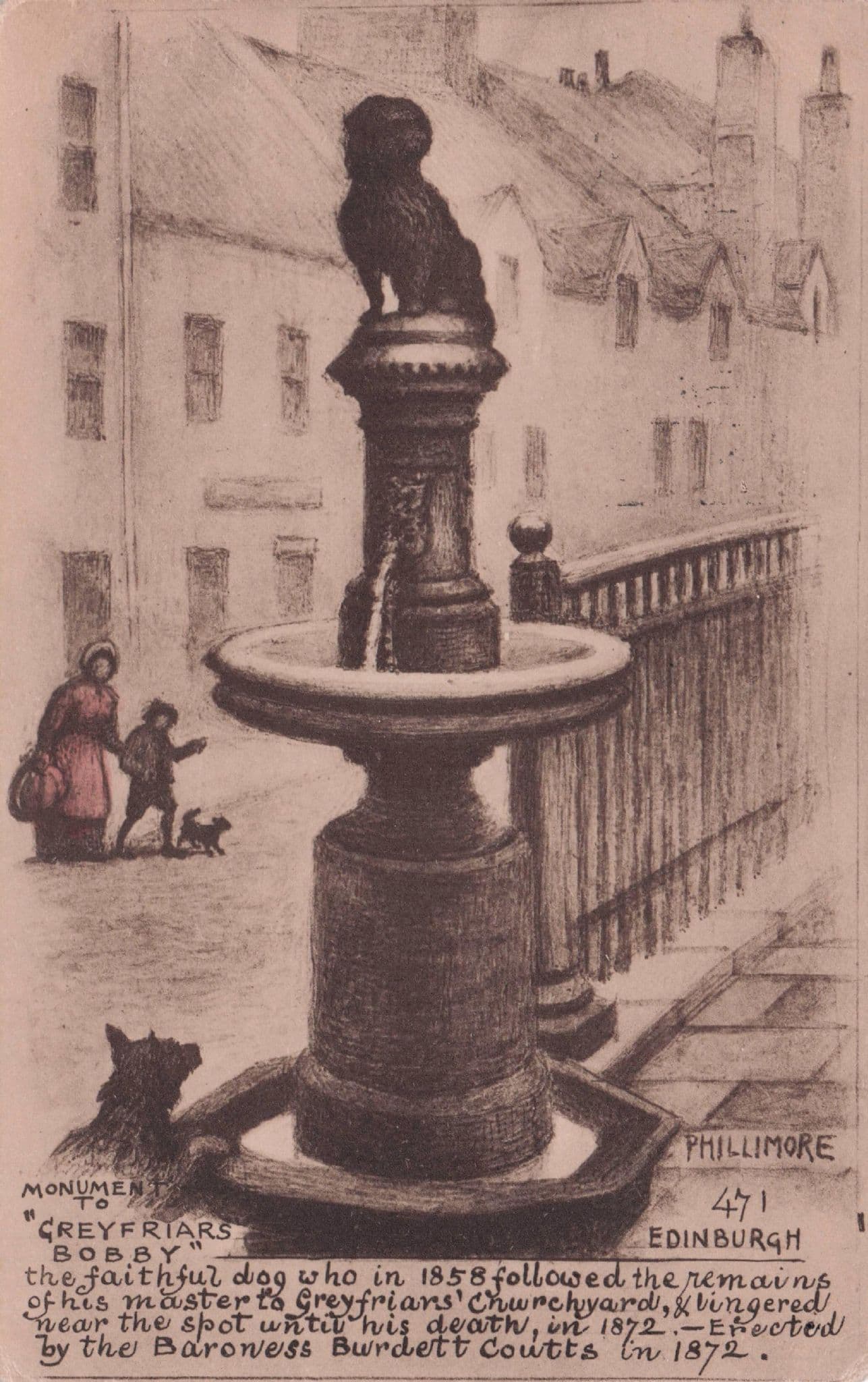 Greyfriars Bobby Phillimore Edinburgh Dog Statue Old Scottish Postcard