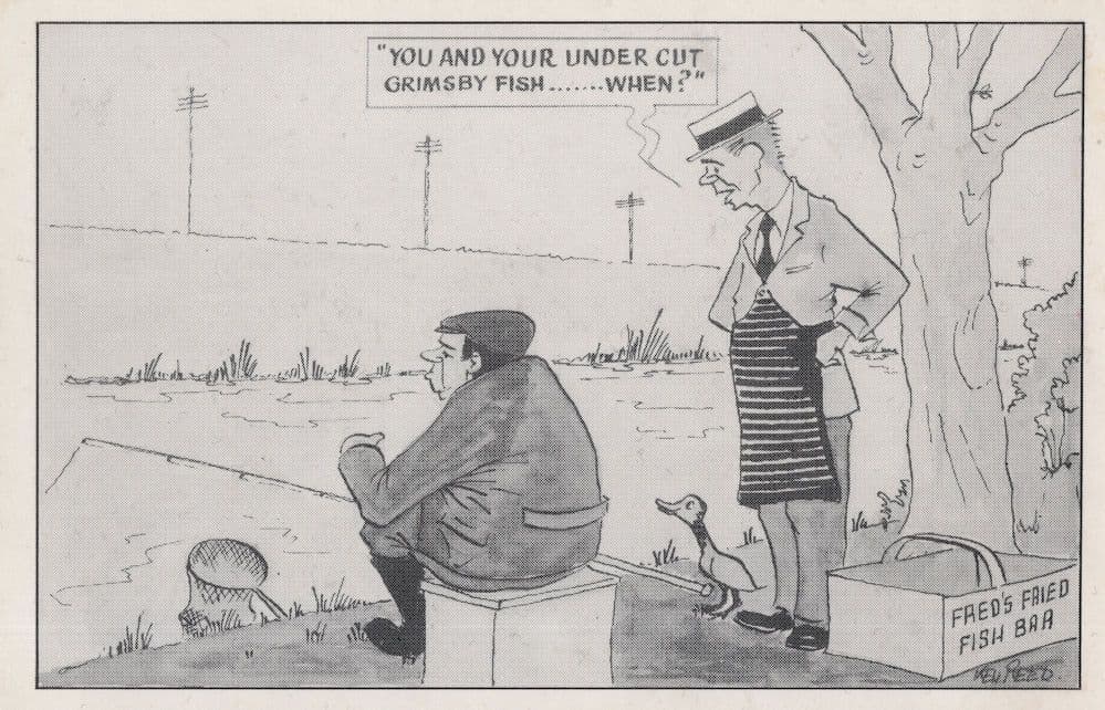 Grimsby Fish Fishing Lincolnshire 1970s Comic Postcard