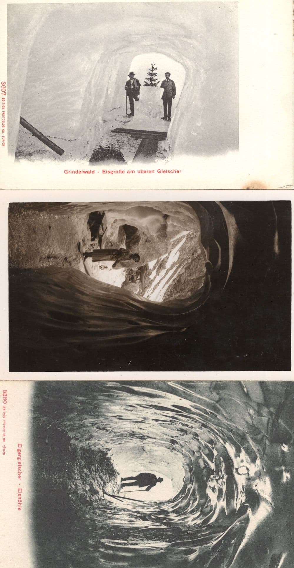 Grindelwald Eisgrotte Swiss Caves 3x Antique Postcard s
