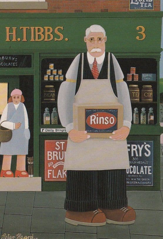 Grocers Shop Frys Chocolate Daily Telegraph Lyons Tea Signs Painting Postcard