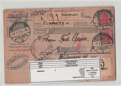 Grossrohrsdorf Germany 1921 Packet Coupon Card Antique Postcard