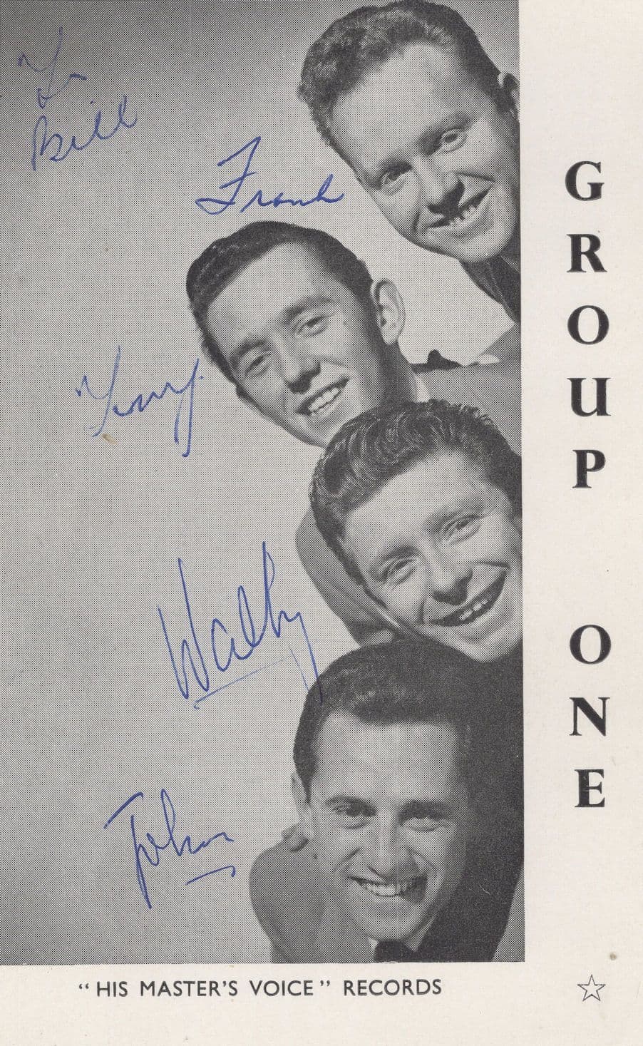 Group One His Masters Voice LP Records Music Hand Signed Photo