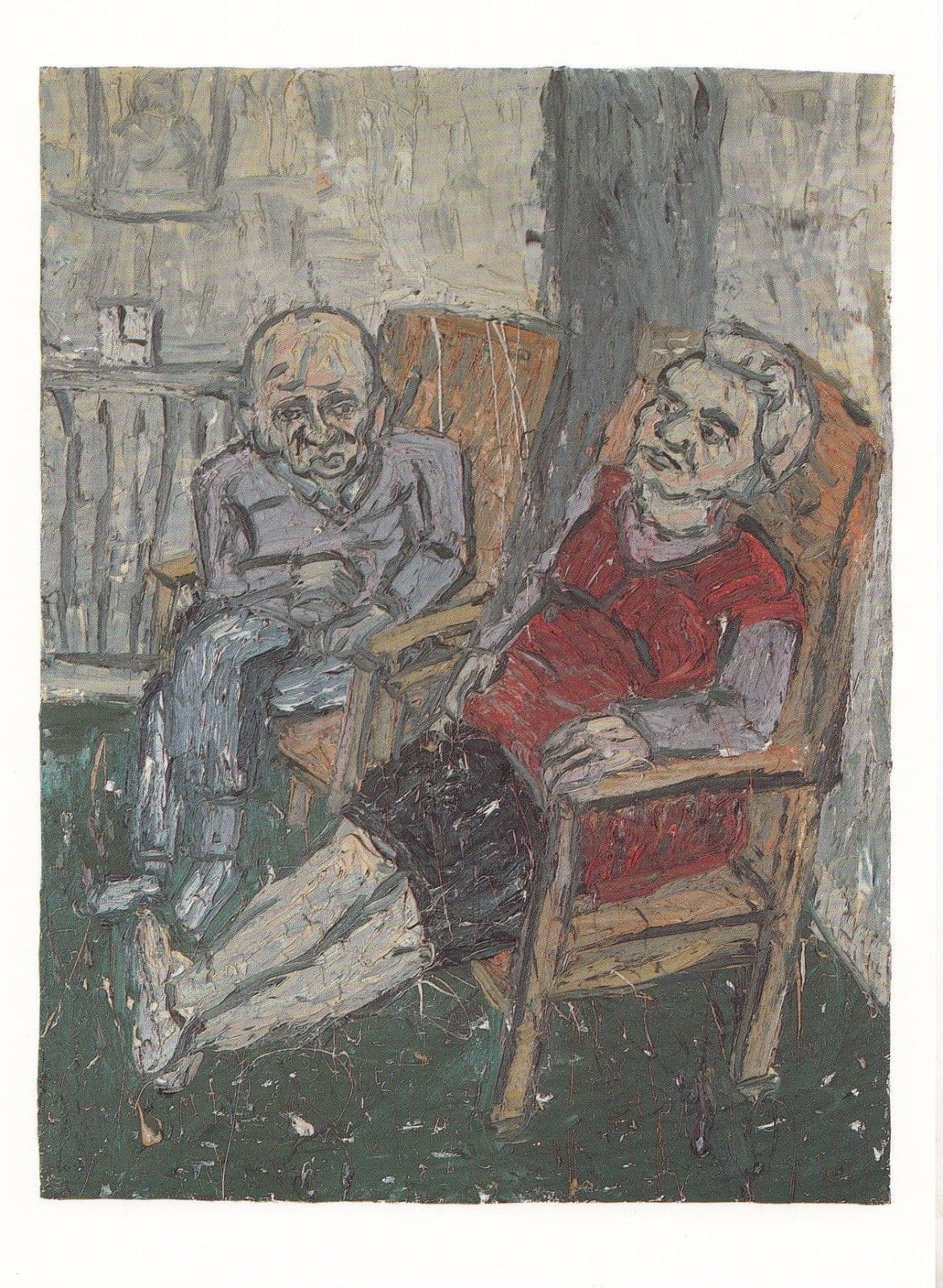Grumpy Old Age Pensioners in 1983 Tate Gallery Unique Oil Painting Postcard