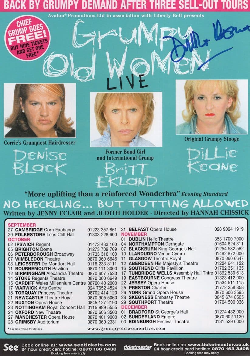 Grumpy Old Women Dillic Keane Hand Signed Live Theatre Flyer