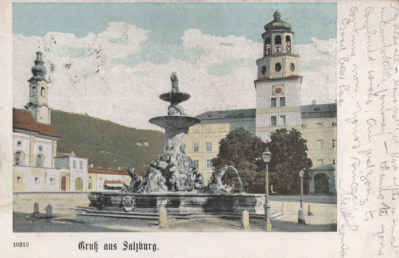 Grus Aus Salzburg German Old Statue Postcard