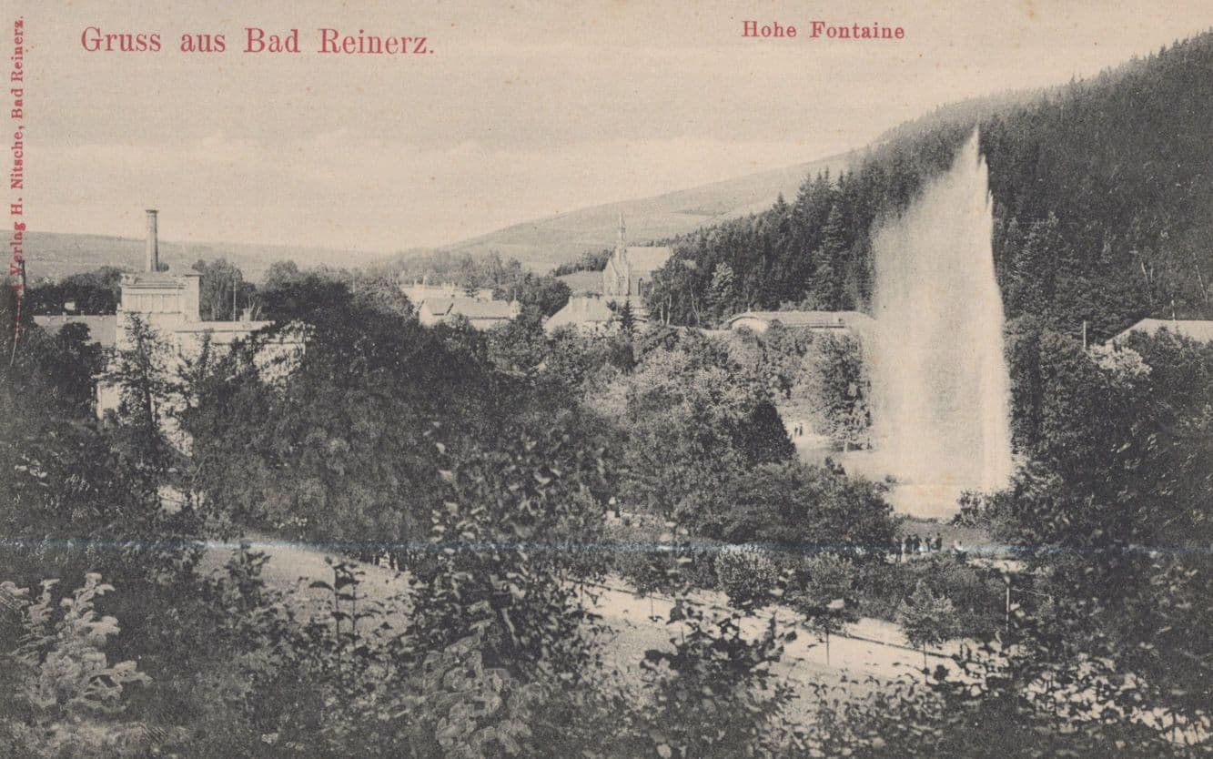 Gruss Aus Bad Reinerz Fountain German Rare Old Postcard